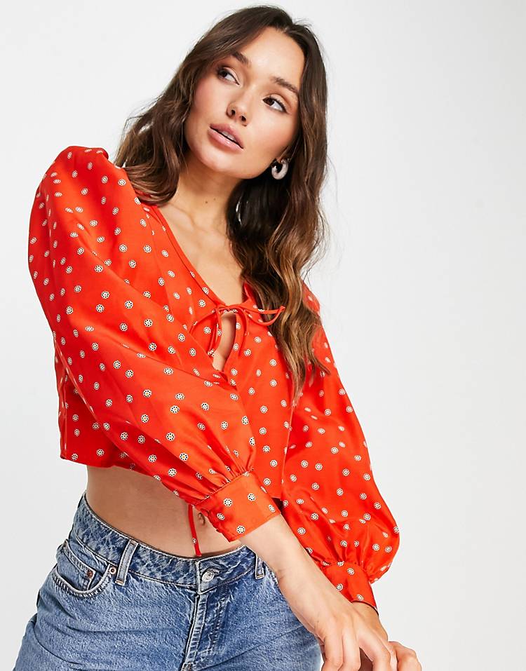 Levi's fawn tie blouse in orange